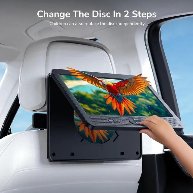 Alt view image 3 of 7 - 10.1" Dual Car DVD Players with HDMI Input, Headphones, Mounting Brackets, Headrest DVD Players for Car Support USB/SD Card, AV in/Out, Last Memory, Play A Same or Two Movies, No Battery