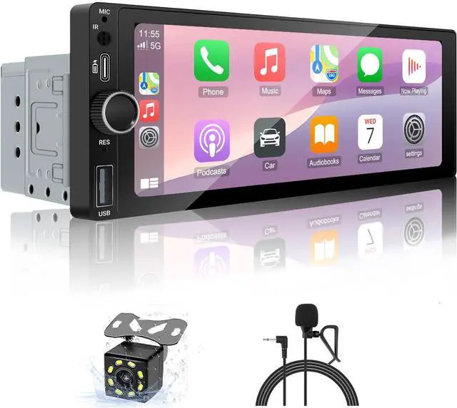 Main image of Type-C&USB Single-Din-Car-Radio with Wireless-appl e-Carplay & Android-Auto,Carplay Screen for Car,6.86 Inch Touchscreen,Bluetooth Handsfree, Backup Camera, FM Radio