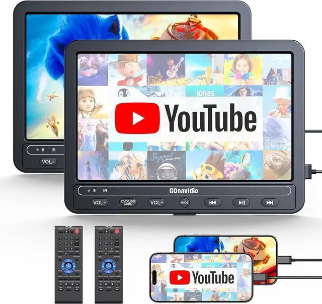 Main image of 10.1" Car DVD Players Dual Screen with HDMI Input, 5-Hour Battery, Portable DVD Players for Car Support USB/TF Card, Last Memory, Play Same/Different Movies, Dual Speakers(2 DVD Players)