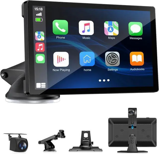 Main image of Wireless Carplay Screen for Car with 4K Dash Cam, 9" Portable Carplay & Android Auto, Car Touchscreen with 1080p Backup Camera, GPS Navigation/Voice Control/BT/Mirror Link/FM