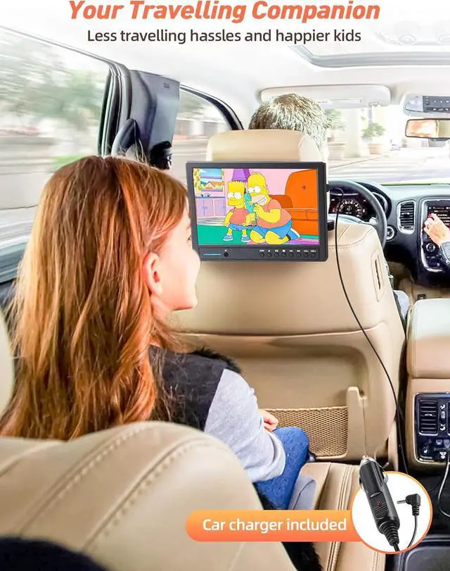 Alt view image 6 of 7 - 12.5" Car DVD Player with Headphone, Portable DVD Player with Headrest Mount, Suction-Type Disc in, Headrest DVD Player Support 1080P Video, HDMI Input, AV in/Out, USB/SD Card Reader