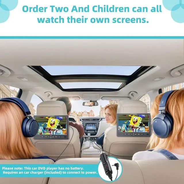 Alt view image 5 of 7 - 10.1" Car Headrest DVD Player with Suction-Type Disc in,  1080P Portable DVD Player for Car with Headphones, Mounting Brackets, Support HDMI Input,AV in/Out, Region Free, Last Memory