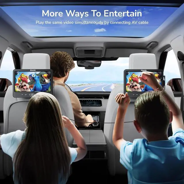 Alt view image 4 of 7 - 10.1" Dual Car DVD Players with HDMI Input, Headphones, Mounting Brackets, Headrest DVD Players for Car Support USB/SD Card, AV in/Out, Last Memory, Play A Same or Two Movies, No Battery