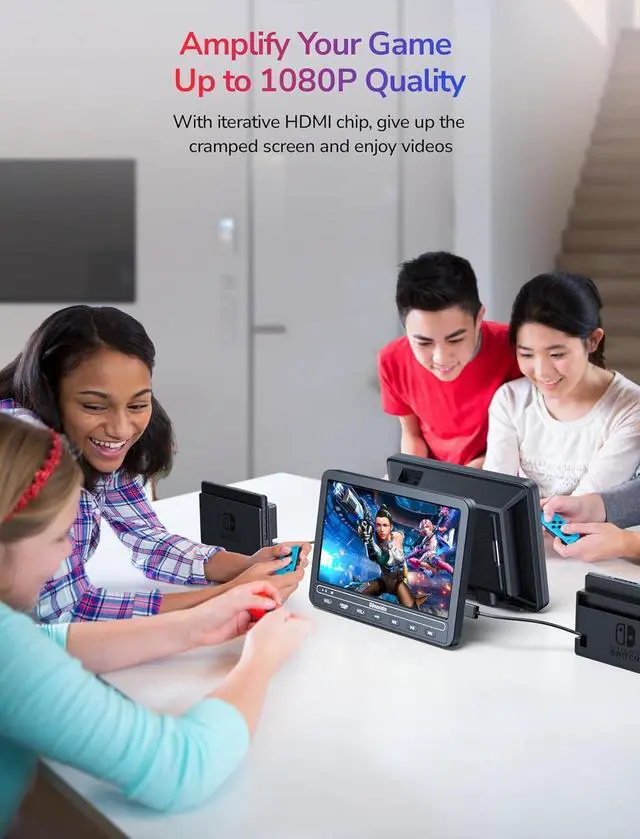 Alt view image 3 of 7 - 10.1" Portable DVD Players for Car with HDMI Input, 5-Hour Battery, 2 Headphones, Dual Car DVD Players for Back Seat Support USB/TF Card, Last Memory, Play Same/Different Movies, Region Free