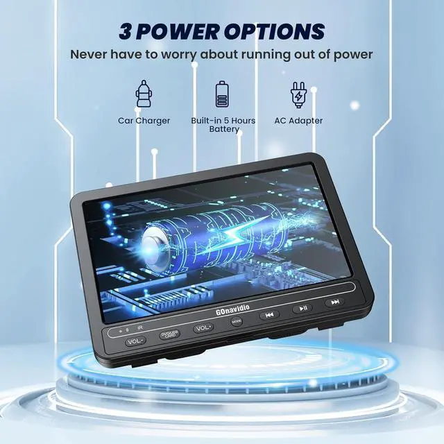 Alt view image 4 of 7 - 10.1" Car DVD Players Dual Screen with HDMI Input, 5-Hour Battery, Portable DVD Players for Car Support USB/TF Card, Last Memory, Play Same/Different Movies, Dual Speakers(2 DVD Players)