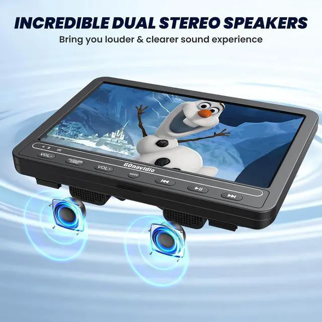 Alt view image 6 of 7 - 10.1" Car DVD Players Dual Screen with HDMI Input, 5-Hour Battery, Portable DVD Players for Car Support USB/TF Card, Last Memory, Play Same/Different Movies, Dual Speakers(2 DVD Players)
