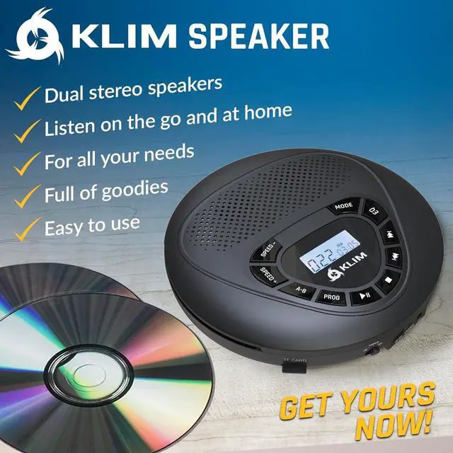 Alt view image 2 of 7 - Speaker with Rechargeable Battery - Portable CD Player with Headphones + SD/TF Card + AUX - Ideal Car CD Player
