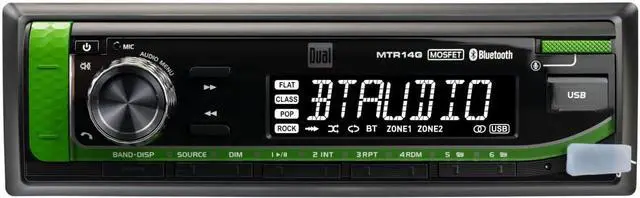 Main image of John Deere Tractor Radio | 7-Character LCD | Weatherproof | Built-in Bluetooth | USB Port | Also Fits McCormick, JCB, + Case IH Tractors | Plug N Play Wiring Harness w/Headphone Jack