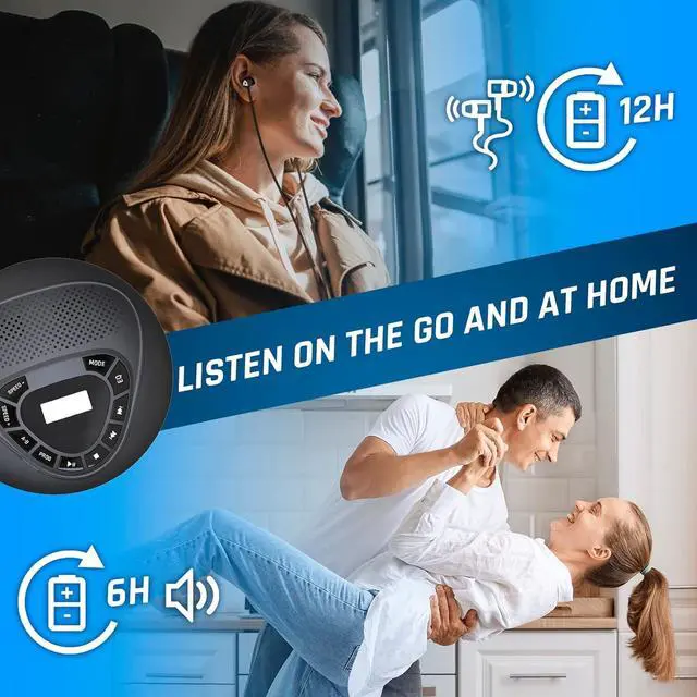 Alt view image 5 of 7 - Speaker with Rechargeable Battery - Portable CD Player with Headphones + SD/TF Card + AUX - Ideal Car CD Player