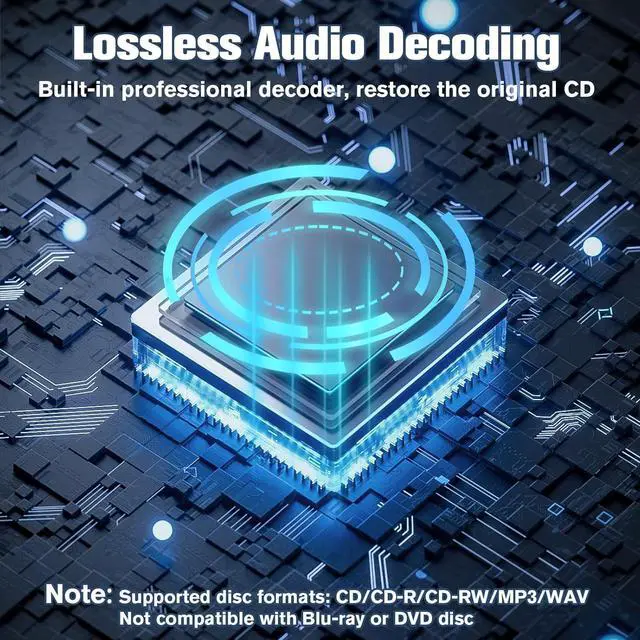 Alt view image 6 of 7 - Portable CD Player for Car with USB & AUX  Universal External CD Drive with Anti-Skip, USB Extension Cable, Plug & Play for Vehicle, Laptop, TV  Compatible with Android 4.4+