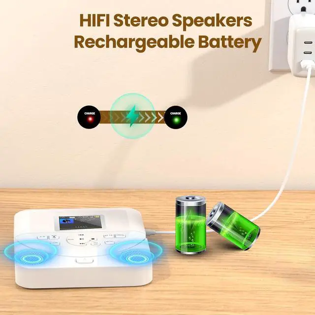 Alt view image 4 of 7 - Bluetooth CD Player Portable for Home with Dual Speakers, FM Transmitter, Rechargeable Portable CD Player for Car Compact Player with Colorful TFT Screen