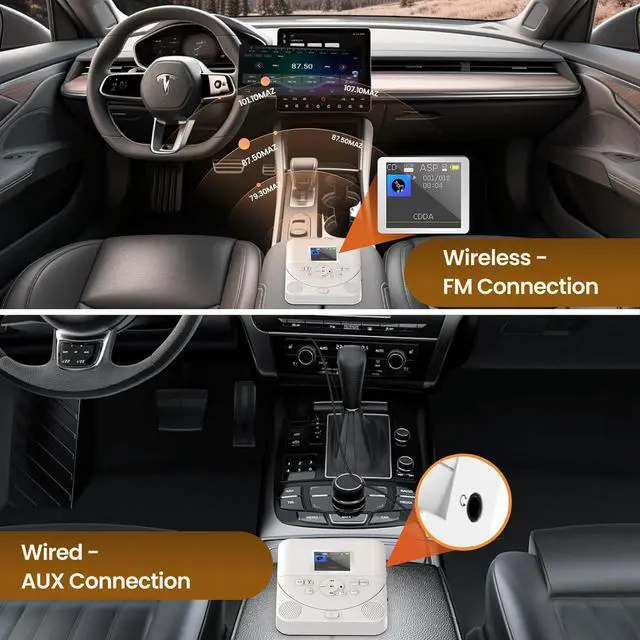 Alt view image 6 of 7 - Bluetooth CD Player Portable for Home with Dual Speakers, FM Transmitter, Rechargeable Portable CD Player for Car Compact Player with Colorful TFT Screen