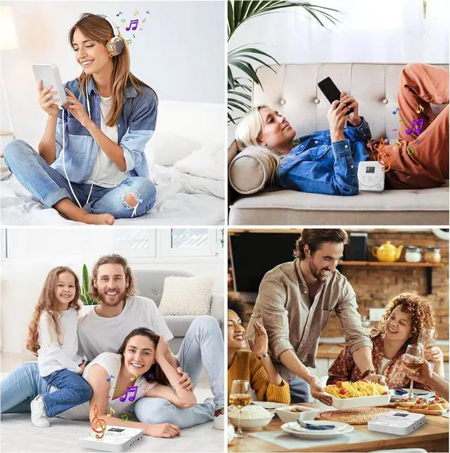 Alt view image 7 of 7 - Bluetooth CD Player Portable for Home with Dual Speakers, FM Transmitter, Rechargeable Portable CD Player for Car Compact Player with Colorful TFT Screen