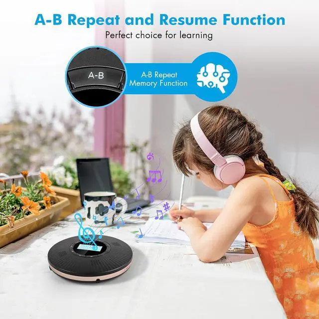 Alt view image 4 of 7 - HOTT CD Player Portable with 4 Speakers Anti Skip Portable CD Player with 5.3 Bluetooth and FM Transmitter with Big LCD Screen Rechargeable 1800mAh Small CD Players with Headphones for Car Home Travel