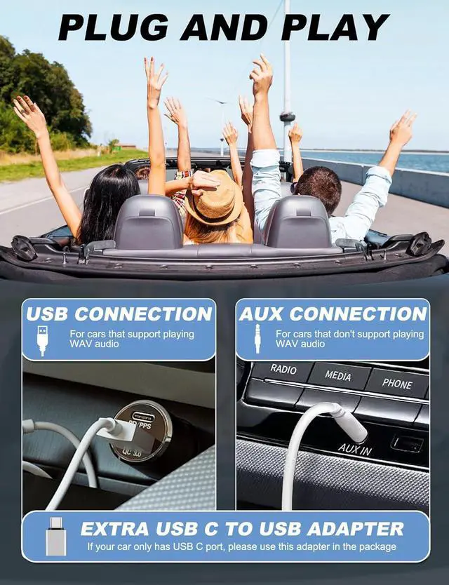 Alt view image 3 of 7 - External Portable CD Player for Car - Car CD Player with USB Port AUX Port, Extra USB Extension Cable, Universal USB CD Player for Vehicle, Laptop, TV, Computer, for Android 4.4 and Above Navigation