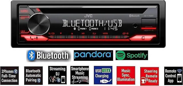 Alt view image 2 of 4 - Single-Din Built-in Bluetooth, Dual Phone Connection, Android Music Playback, CD MP3 AM/FM USB AUX Input Car Stereo Player, Pandora Spotify Control iHeart Radio Receiver w/FREE ALPHASONIK EARBUDS