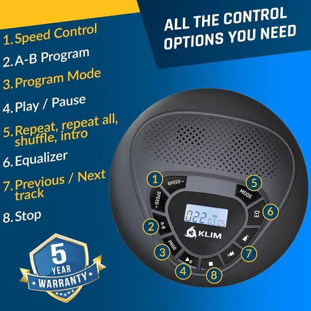 Alt view image 3 of 7 - Speaker with Rechargeable Battery - Portable CD Player with Headphones + SD/TF Card + AUX - Ideal Car CD Player