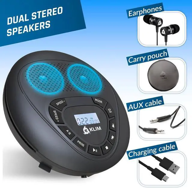 Alt view image 4 of 7 - Speaker with Rechargeable Battery - Portable CD Player with Headphones + SD/TF Card + AUX - Ideal Car CD Player