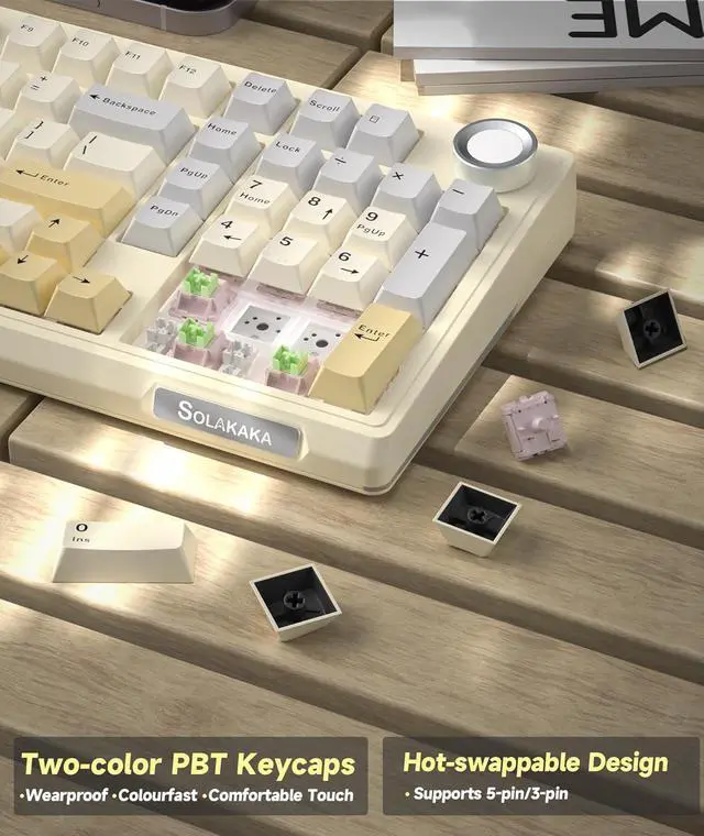 Alt view image 4 of 7 - KI99 Pro 96% Wireless Mechanical Gaming Keyboard, Creamy Keyboard with Number Pad, Hot-Swappable Pre-Lubed Switches, Gasket Structure RGB Keyboards for Gamer/PC/Laptop(Beige White)