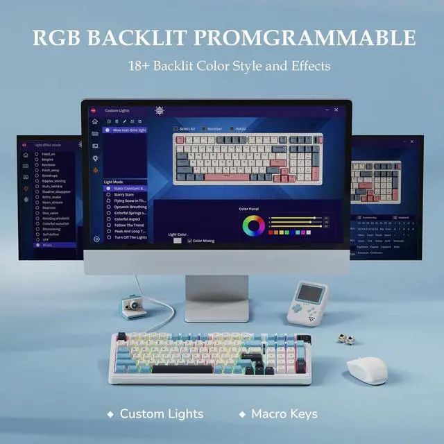 Alt view image 7 of 7 - KZZI K98 Wireless Mechanical Keyboard with Number Pad & Volume Knob, Triple Mode BT/2.4G/USB-C Gaming Keyboard, Gasket Mount, PBT Keycaps, Hot Swappable, Creamy Sounding