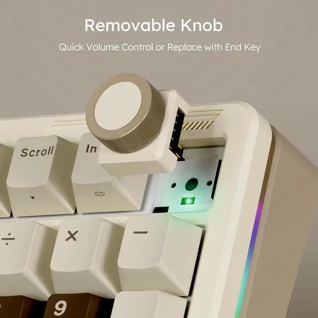 Alt view image 4 of 7 - iLovBee B98 Creamy Keyboard with Number Pad, RGB Wireless Gaming Keyboard w/Knob, Bluetooth/2.4Ghz/USB Wired Full Size Mechanical Keyboards for Win/Mac, Gasket Hot Swappable Linear Switches