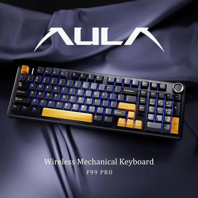 Alt view image 3 of 6 - x Aula F99 Pro 99% Mechanical Gaming Keyboard  Wireless Bluetooth, 2.4Ghz RF, USB-C Wired Keyboard with RGB Backlit, Hot-Swappable Pre-lubed Linear Switches, PBT Keycaps, Numpad, Volume Knob