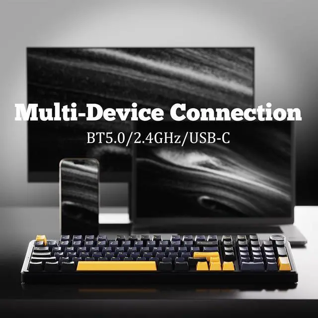 Alt view image 6 of 6 - x Aula F99 Pro 99% Mechanical Gaming Keyboard  Wireless Bluetooth, 2.4Ghz RF, USB-C Wired Keyboard with RGB Backlit, Hot-Swappable Pre-lubed Linear Switches, PBT Keycaps, Numpad, Volume Knob