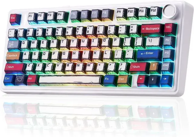 Main image of Aula F75 Wireless Mechanical Keyboard,Creamy Keyboard with RGB Backlit Hot Swappable, 81 Keys 75% Layout Gaming Keyboard, Bluetooth/2.4GHz/Type-C, Creamy Sounding - Reaper Switches