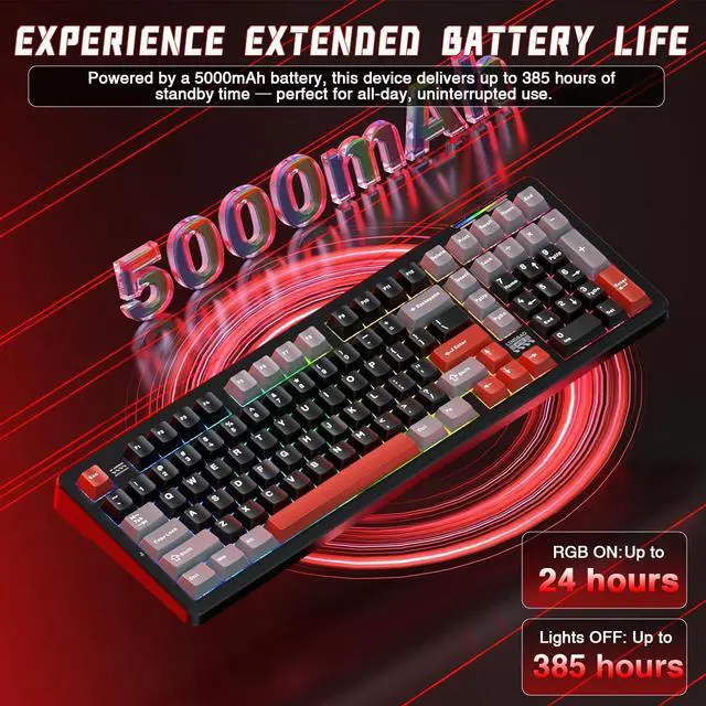 Alt view image 4 of 7 - LINGBAO K98 Wireless Mechanical Gaming Keyboard, Tri-Mode BT5.0/2.4GHz/USB-C, Gasket Custom Hot-Swappable Linear Switches Creamy Keyboard with Number Pad, RGB Backlit Gaming Keyboard for PC Laptop