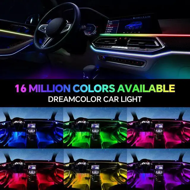 Alt view image 6 of 7 - Dreamcolor Acrylic Interior Car Ambient Light Kit,  18 in 1 593 LEDs Fiber Optic Multiple Modes Decoration Atmosphere Lights with Music Dynamic Rainbow Rhythm, RGB Neon Lights for All Cars
