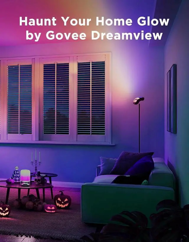 Alt view image 7 of 7 - Torchiere Floor Lamp with Matter, Alexa Compatible, RGBIC Warm Cool White Standing Lamp with 77 Scene Modes, Music Sync, 67" Modern Floor Lamps for Living Room Bedroom, Black, 172 ft² Light Area