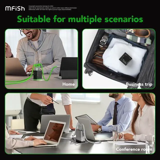 Alt view image 7 of 7 - Mfish 140W USB C Charger 4-Port GaN Charger Block Foldable Fast Laptop Charger Power Adapter for MacBook Pro/Air iPad Pro iPhone 17/16 Pro Galaxy S25/S24 Steam Deck Google Pixelbook and Tablet