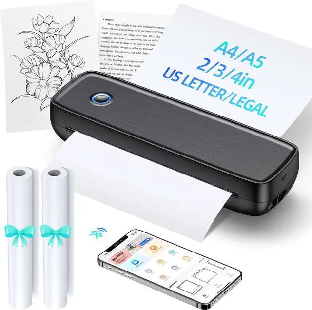Main image of Portable Printers Wireless for Travel, Inkless Mini Bluetooth Wireless Thermal Printer - Ink-Free, USB-C Fast Charging, Ultra-Long Battery Life, HD, Portable Home Office No Ink Needed