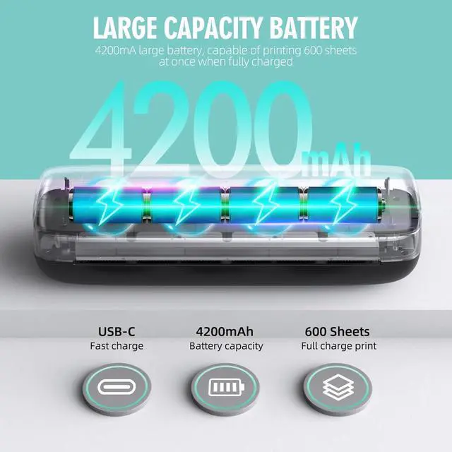 Alt view image 3 of 5 - Portable Printers Wireless for Travel, Inkless Mini Bluetooth Wireless Thermal Printer - Ink-Free, USB-C Fast Charging, Ultra-Long Battery Life, HD, Portable Home Office No Ink Needed