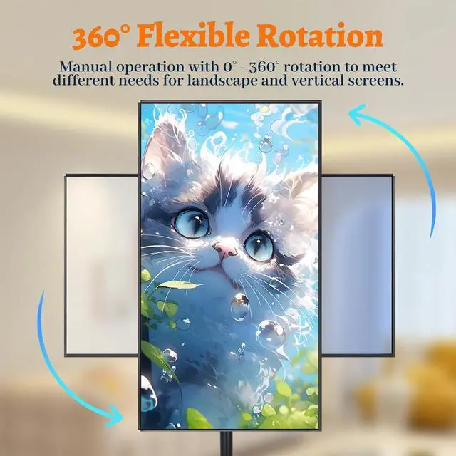 Alt view image 5 of 7 - Universal Swivel Floor TV Stand with Mount 360 Degree Monitor Floor Stand for 14-43inch TV Tilting Free Standing TV Mount VESA Stand with 4 Level Height Adjustable for Bedroom Living Room Corner