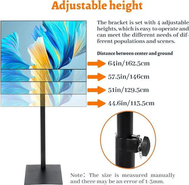 Alt view image 6 of 7 - Universal Swivel Floor TV Stand with Mount 360 Degree Monitor Floor Stand for 14-43inch TV Tilting Free Standing TV Mount VESA Stand with 4 Level Height Adjustable for Bedroom Living Room Corner