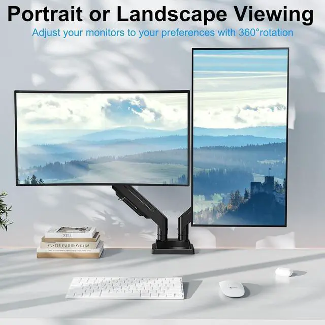 Alt view image 4 of 7 - Dual Monitor Mount for Screens up to 43", Heavy Duty Ultrawide Dual Monitor Arm Holds 2.2-33lbs Each, Premium Gas Spring Adjustable Computer Monitor Stand for 2 Monitors, VESA Desk Mount