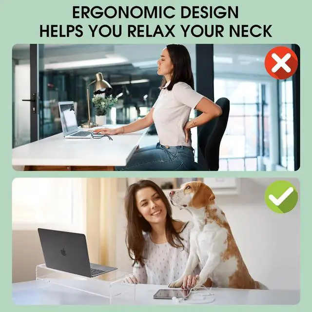 Alt view image 5 of 7 - 20in Large Acrylic Monitor Stand, 2-Tier Premium Large Laptop Stand, Acrylic Computer Monitor Riser for Home, Office, Business, Keyboard Storage, Multi-Media Laptop, Printer, TV