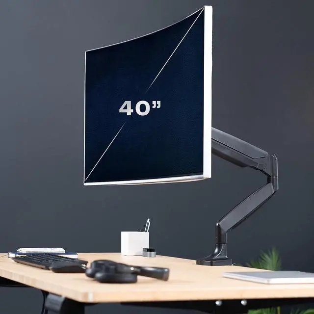 Alt view image 2 of 7 - Premium Aluminum Heavy Duty Single Monitor Arm for Ultrawide Monitor up to 40 inches and 30 lbs, Desk Mount Stand, Pneumatic Height, Max VESA 100x100, Black, STAND-V110Q