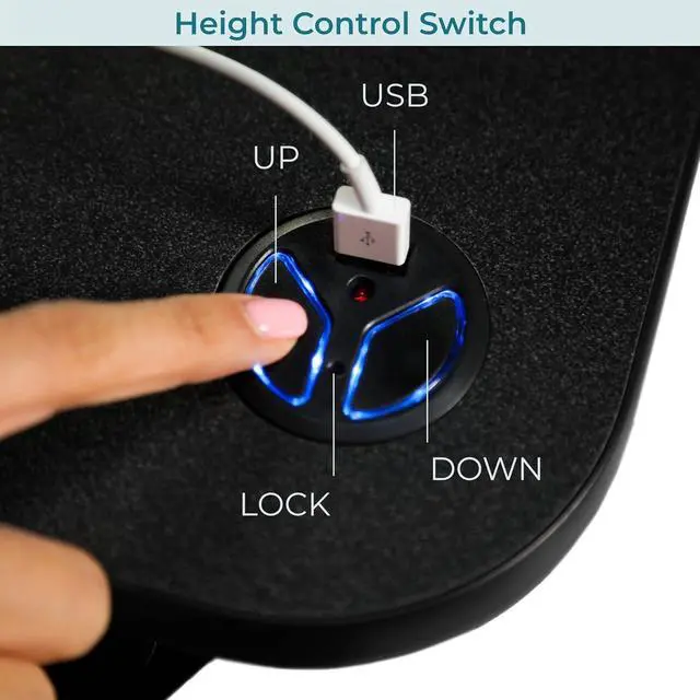 Alt view image 7 of 7 - ® PowerPro 36" Corner Standing Desk Converter, 36 Inch Motorized Height-Adjustable Standup Desk Riser Sit to Stand Desktop with Keyboard and Mouse Tray + USB Charging Port, Black