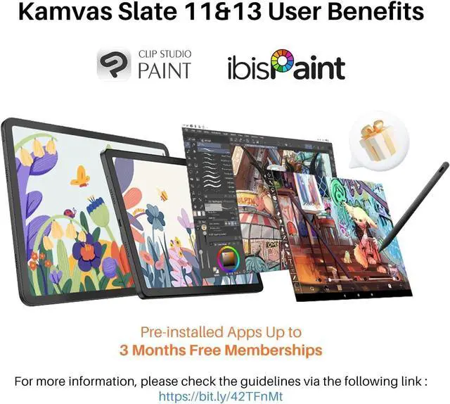 Alt view image 7 of 7 - Standalone Drawing Tablet Kamvas Slate 11 No Computer Needed, Portable 10.95 Inch 90Hz Refresh Rate Anti-Glare Screen, Tilt-Alignment Pen Android 14 8GB RAM 128GB ROM 1TB Expand, 8000mAh Battery