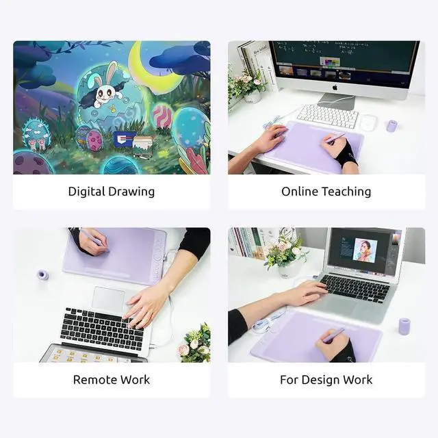 Alt view image 5 of 7 - Parblo Intangbo M Drawing Tablet 10x6 inch,Digital Graphic Tablet with 8192 Levels,Battery-Free Stylus and 8 Hot-Keys Drawing Pad,Work with Window/Mac,Android,Purple