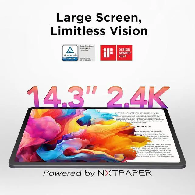 Alt view image 3 of 7 - NXTPAPER 14 Android Tablet, 14.3" Drawing Pad & Digital Notebook, 4096-Level Stylus & Flip Case Included, Paper-Like Display, 8+8GB RAM, 256GB Storage, 10000mAh Battery, Multi-Window, Gray