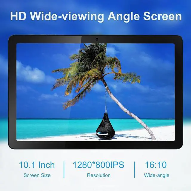 Alt view image 5 of 7 - 10.1" Android Tablet - Octa-Core CPU 4GB RAM 64GB ROM, 1280x800 IPS HD Touchscreen, 7000mAh Battery, Dual Camera, 512GB Expandable Storage, WiFi Tablet with GMS Certification (Gray-Blue)