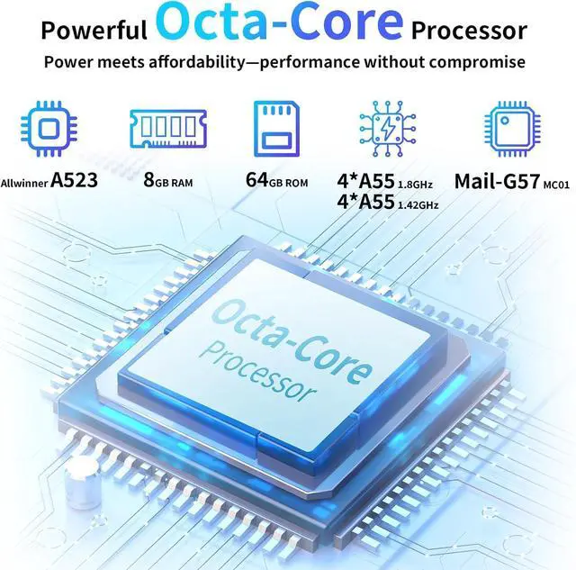 Alt view image 6 of 7 - 10 inch Android 14 Tablet: 2025 8-Core CPU 8GB RAM 64GB ROM 1TB Expandable Widevine L1 Android Tablet 7000mAh Battery OTG IPS Face Recognition, Metal Body + Stand Case