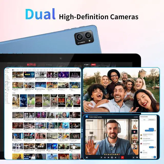 Alt view image 7 of 7 - 10 inch Android 14 Tablet: 2025 8-Core CPU 8GB RAM 64GB ROM 1TB Expandable Widevine L1 Android Tablet 7000mAh Battery OTG IPS Face Recognition, Metal Body + Stand Case