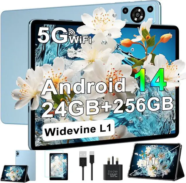 Main image of Tablet 11 inch, 2025 Android 14 Tablet with 24GB RAM 256GB ROM ( 1TB Expand ), Octa-Core Tablets with 13MP+5MP Camera, 8000mAh, IPS HD Touch Screen, 5G WiFi Widevine L1, GPS, Split Screen -Metal Blue