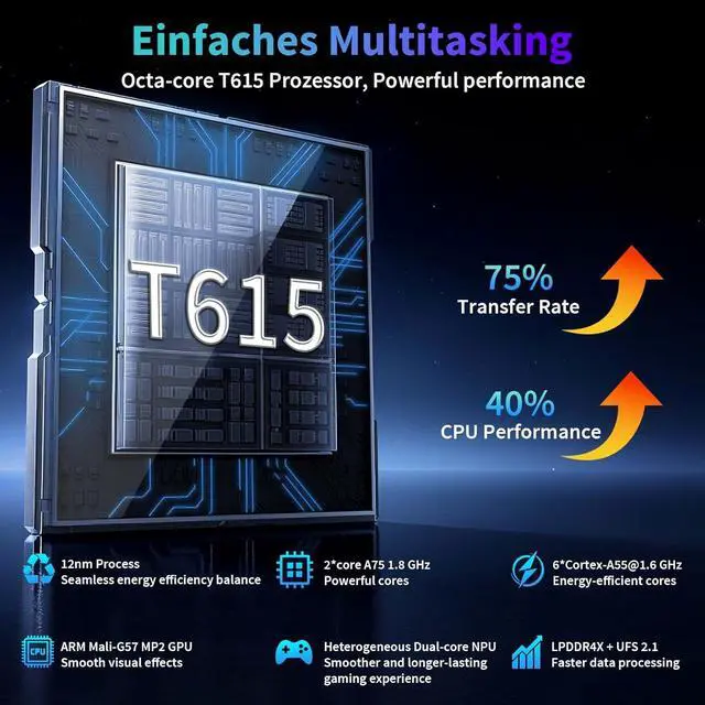 Alt view image 6 of 7 - Android 15 Tablet, 2025 Upgraded 11 inch Android Tablets with Keyboard, 24GB+256GB+2TB Expand, Support Face Unlock+18W Fast Charging, Octa-Core CPU,Dual WiFi, Dual Camera,8000mAh Battery, Silver