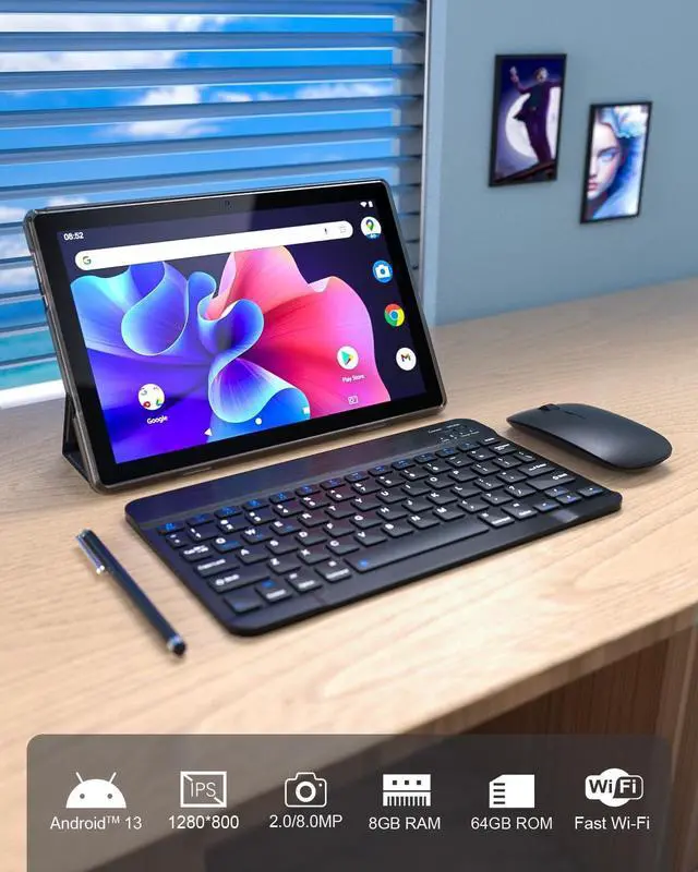 Alt view image 2 of 7 - Tablet MTK8768 Octa-CORE 10.1Inch RAM 10GB(4GB+6GB Expand) +64GB ROM+1TB Expandable Computer PC with Case/Keyboard/Mouse, IPS 1280 * 800 Screen, 2+8MP Dual Camera, WiFi, BT, (Black Kit)
