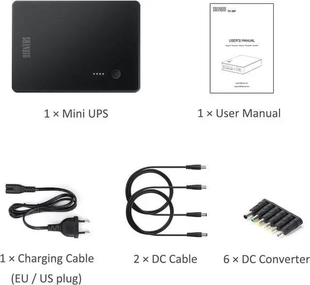 Alt view image 6 of 6 - Mini UPS Battery Backup with Gigabit POE for Router, Modem, Security Camera, Input AC Output 5V USB 12V DC and 48V POE (1000Mbps)